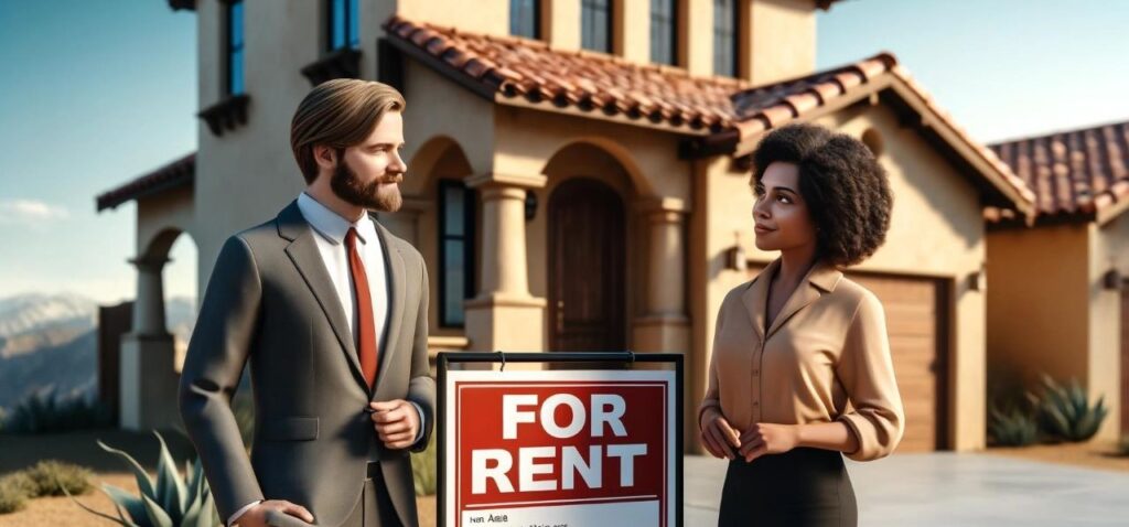 Real estate agent showing rental home